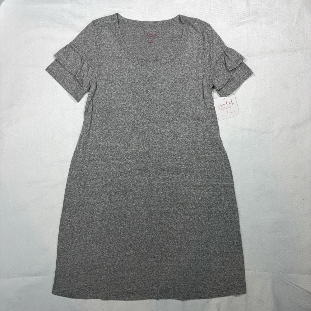 Isabel Maternity By Ingrid & Isabel Dress Womens M Gray Ruffle T-Shirt Casual